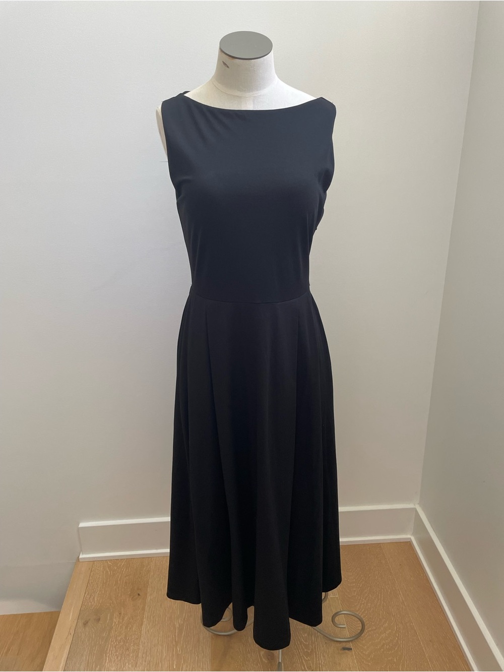 OGL Black Boatneck Sleeveless Midi Dress With Built In Bra